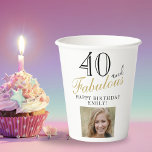 40 and Fabulous Elegant Script Photo 40th Birthday Paper Cups<br><div class="desc">40 and Fabulous Elegant Script Photo 40th Birthday Paper Cups. Make your own 40th birthday party photo cups. Customise with the name,  age and insert your photo into the template.</div>