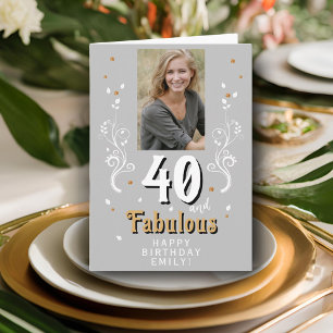 40 and Fabulous Foliage 40th Birthday Photo  Card