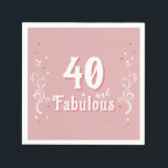 40 and Fabulous Foliage Pink 40th Birthday  Napkin<br><div class="desc">40 and Fabulous Foliage Pink 40th Birthday Party Napkins. 40 and fabulous text in trendy white script with a name and white foliage on a pink background. Personalise it with your age.</div>