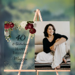 40 and Fabulous Glam Rose Floral Birthday Party Acrylic Sign<br><div class="desc">Elegant and classy dark red and burgundy floral roses with seed pearls on a splatter sepia coloured frame "40 and Fabulous" birthday party design by Holiday Hearts Designs.</div>