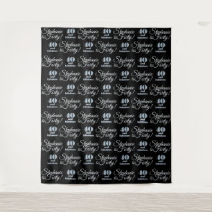 40 and Fabulous Glitter Backdrop Step and Repeat Tapestry