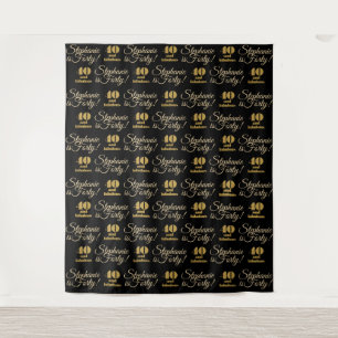 40 and Fabulous Glitter Backdrop Step and Repeat Tapestry