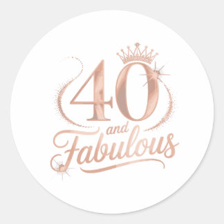 40 And Fabulous Glitter Queen Birthday Celebration Classic Round Sticker
