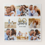 40 and fabulous gold black photo birthday  jigsaw puzzle<br><div class="desc">Celebrate your 40th birthday in style with these black and gold effect 40th birthday design. A modern design with script text and bold graphics. Change the colour to customise. Part of a collection.</div>