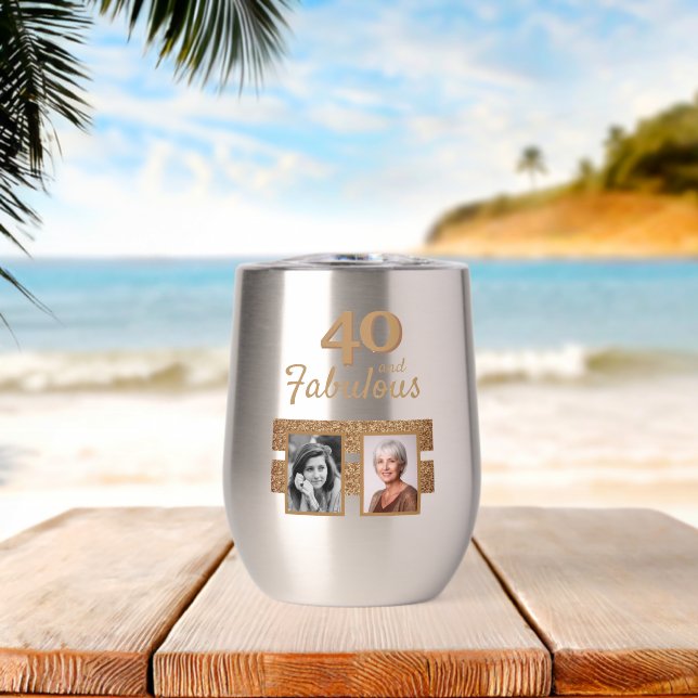 40 and Fabulous Gold Glitter 2 Photo 40th Birthday (Beach (Rotated))