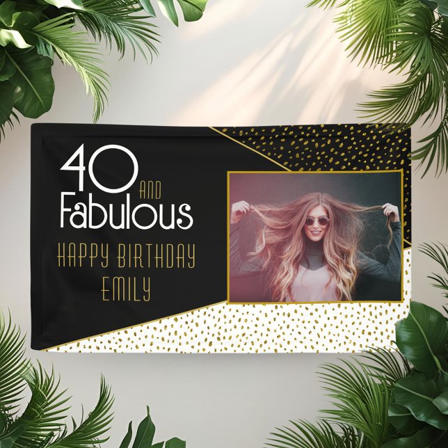 40 and Fabulous Gold Glitter Photo 40th Birthday  Banner (Creator Uploaded)
