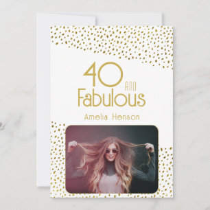 40 and Fabulous Gold Glitter Photo 40th Birthday Card