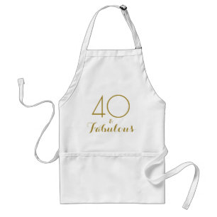 40 and Fabulous Gold Text Birthday Standard Apron