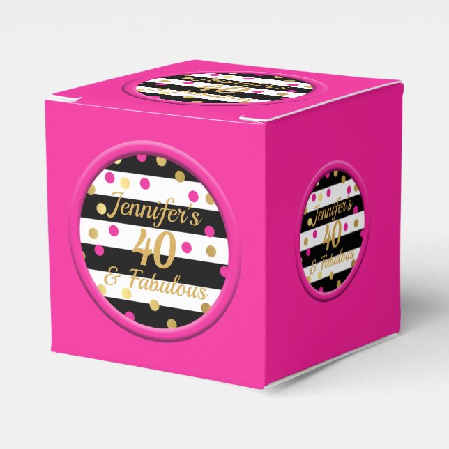 40 and Fabulous Hot Pink Cupcake Box (Front Side)