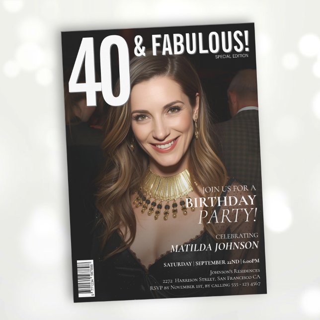 40 and Fabulous Magazine Cover 40th Birthday  Invitation (40 and Fabulous Magazine Cover 40th Birthday Invitation)