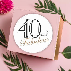 40 and Fabulous Modern Elegant Woman Birthday Classic Round Sticker