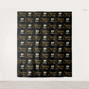 40 and Fabulous Party Backdrop Step and Repeat Tapestry