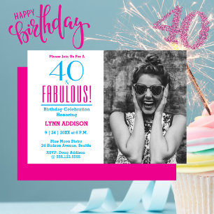 40 and Fabulous Photo 40th Birthday Party Invitation