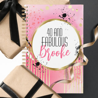 40 and Fabulous Pink Black Abstract Feminine       Planner