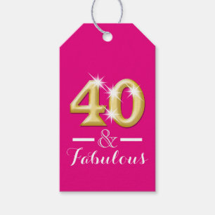 40 and fabulous pink gold birthday gift tags