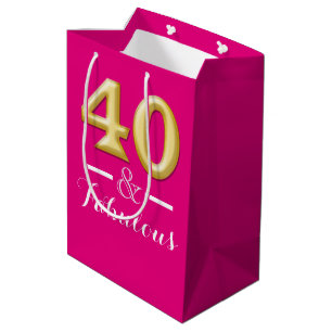 40 and fabulous pink gold birthday medium gift bag