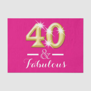 40 and fabulous pink gold birthday tissue paper