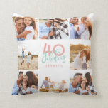 40 and fabulous pink photo birthday throw pillow<br><div class="desc">Celebrate your 40th birthday in style with these pink and mint 40th birthday design. A modern design with script text and bold graphics. Change the colour to customise. Part of a collection.</div>