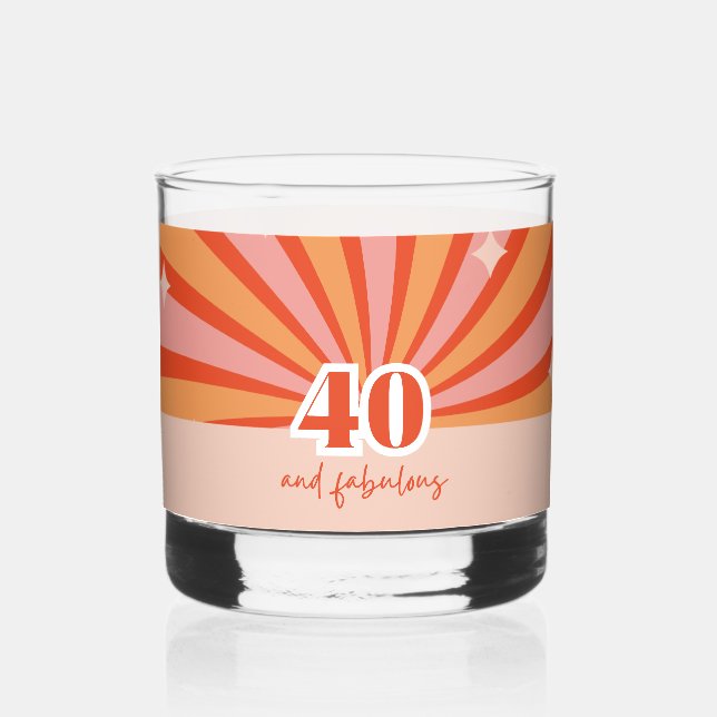 "40 and fabulous", retro birthday gift  whiskey glass (Front)