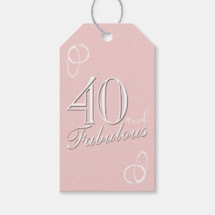 40 and Fabulous Script Blush Pink 40th Birthday Gift Tags