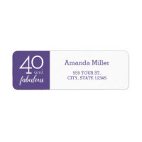 40 and Fabulous Violet and White Address Labels