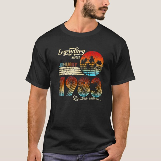40. Birthday 40 Legendary Since January 1982 Gift T-Shirt (Front)