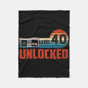 40 Birthday Gift Unlocked Level 40 Vintage Game Co Fleece Blanket