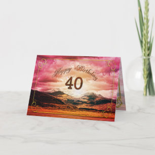 40 birthday, Sunset over the mountains Card