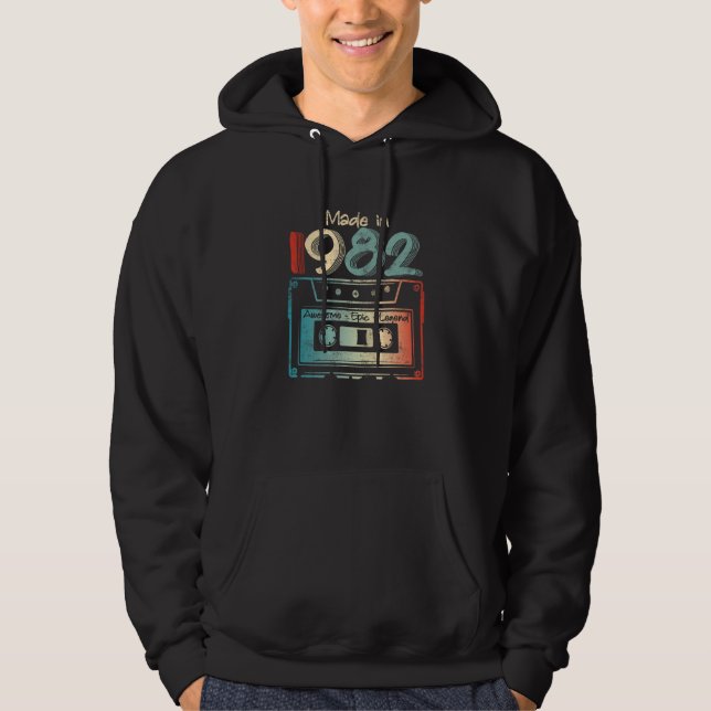 40 Birthday  Year Old Made In 1982 Cassette Tape Hoodie (Front)