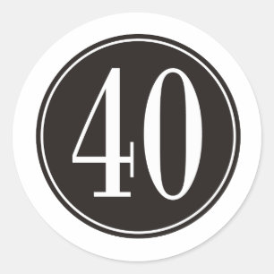 #40 Black Circle Classic Round Sticker