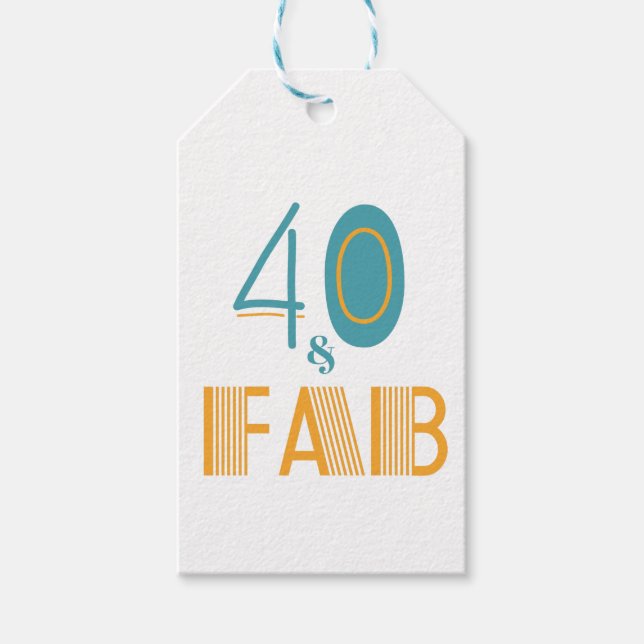 40 & Fab Modern Birthday Gift Tags (Front)