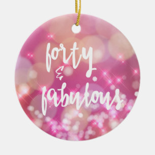 40 & Fabulous, 40th Birthday Glamour Ceramic Tree Decoration