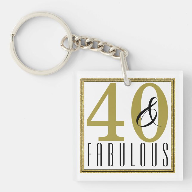 40 & Fabulous 40th Birthday Party Keychain (Front)