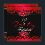40 & Fabulous 40th Birthday Party Red Roses Invitation<br><div class="desc">Forty & Fabulous 40th Birthday Party Silver Red Roses Black Lace White Elegant Classy All Occasion  Party birthday invites Template for 60,  50,  40,  70,  80,  birthday.</div>