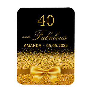 40 fabulous birthday black gold bow save the date magnet