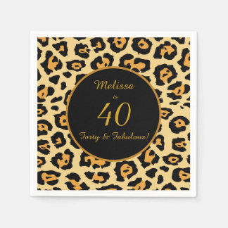 40 & Fabulous Birthday Leopard Print Cocktail Napkin