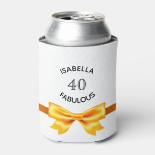 40  fabulous birthday party gold bow white can cooler
