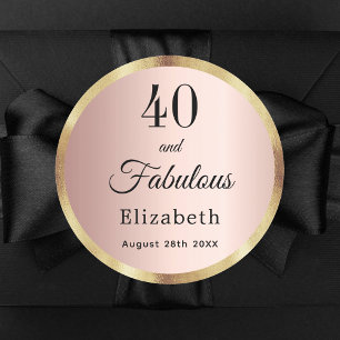 40 fabulous birthday rose gold name classic round sticker