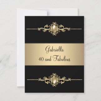 40 & Fabulous Black Coffee Trim Birthday Party Invitation
