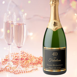 40 fabulous black gold name date sparkling wine label