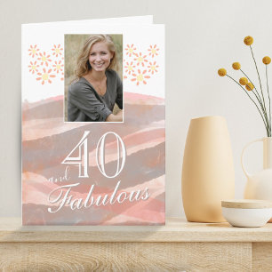 40 & Fabulous Daisy Flower Watercolor Birthday Card