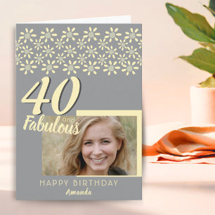 40 & Fabulous Daisy Flower Watercolor Photo Card