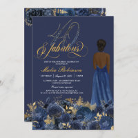 40 & Fabulous Elegant Sapphire Formal Birthday Inv