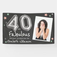 40 & Fabulous Foil Balloon Stars Photo Birthday