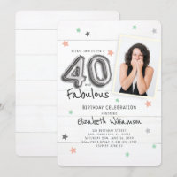40 & Fabulous Foil Balloon Stars Photo Birthday
