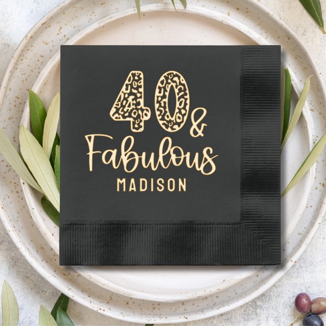 40 & Fabulous Fortieth Birthday Personalised Name Foil Napkins (Creator Uploaded)