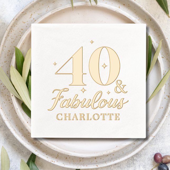 40 & Fabulous Forty Fortieth Birthday Personalised Foil Napkins (Creator Uploaded)