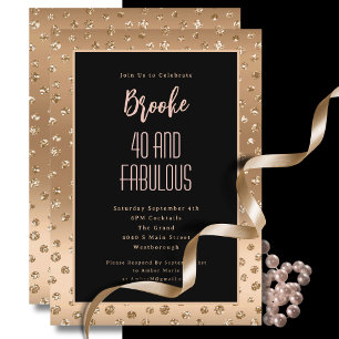 40 Fabulous Gold Sparkle Blush Pink Glam Birthday  Invitation