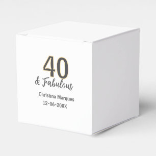 40 & fabulous gray yellow birthday calligraphy  favour box