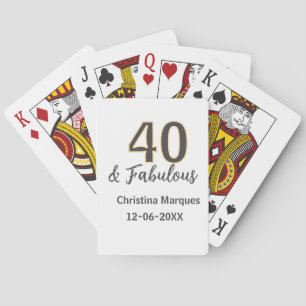 40 & fabulous gray yellow birthday calligraphy  playing cards